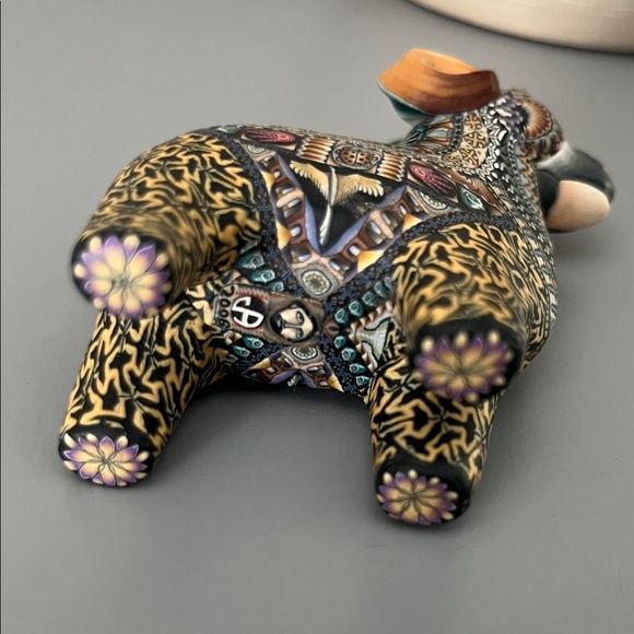 Handcrafted Artisan Ram Polymer Clay Sculpture one of a Kind - Picture 7 of 9